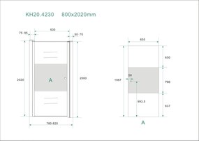 Mueller Satijn douchedeur links met mat glas 80x200cm Anti-kalk