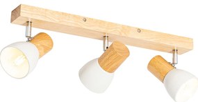 Plafondspot hout met wit verstelbaar 3-lichts - Thorin