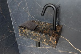 Saniclear Athens Portoro Gold fonteinset met gebogen kraan in mat zwart
