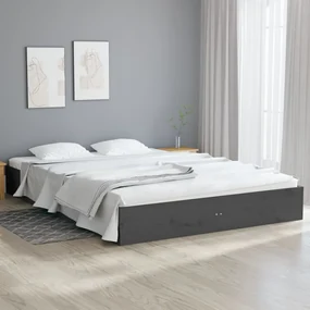 vidaXL Bedframe massief hout grijs 180x200 cm 6FT Super King