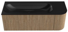 Mondiaz Kurve 125cm badmeubel ronding rechts dusk met 1 lade en deur en wastafel big medium links zonder kraangat urban