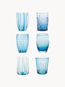 Handgemaakte waterglazen Melting, 6-delig