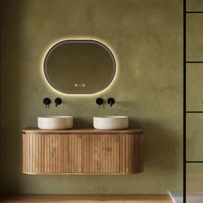Saniclear Triova ovale spiegel 80x60cm met verwarming, directe en indirecte verlichting