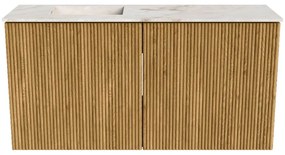 Mondiaz Joya DLux 80cm toiletmeubel oak met wastafel faye links zonder kraangat frappe