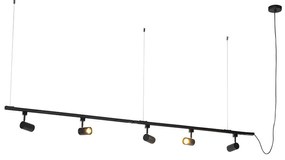 Modern hangend railsysteem met 5 spots zwart 1-fase  - Iconic Jeana