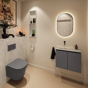 Mondiaz Ture DLux toiletmeubel 60cm dark grey met wastafel opalo links zonder kraangat