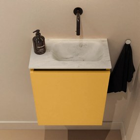 Mondiaz Ture DLux toiletmeubel 40cm ocher met wastafel opalo rechts zonder kraangat