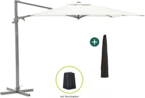 Parasol Shadowline Francisco | Inclusief hoes | Vierkant | 300x300cm | Met draaihendel | Grijs/Antraciet  | Kees Smit Tuinmeubelen