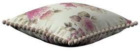 Dekoria Kussenhoes Wera met pompons, beige-roze 45 x 45 cm