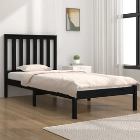 vidaXL Bedframe massief grenenhout zwart 100x200 cm