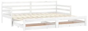 vidaXL Slaapbank uitschuifbaar massief grenenhout wit 2x(90x200) cm