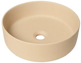 QeramiQ Dely waskom - 36x36x12cm - zonder overloop - rond - keramiek - mat beige SW1244989