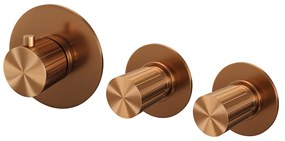 Brauer Stripe inbouwthermostaat met 2 stopkranen koper geborsteld PVD
