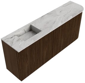 Mondiaz Joya DLux 100cm toiletmeubel ronding rechts walnut met wastafel faye links 1 kraangat glace