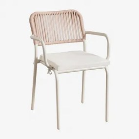 Stapelbare Tuinstoel Met Armleuningen Van Gevlochten Touw Arhiza Naakt Beige - Sklum