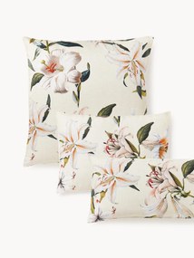 Katoensatijnen kussenhoes Flori met bloemenprint