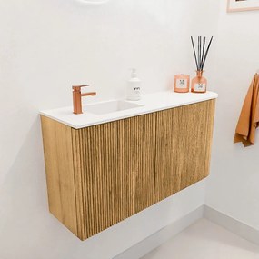 Mondiaz Joya 80cm toiletmeubel ronding rechts oak met wastafel faye links 1 kraangat talc