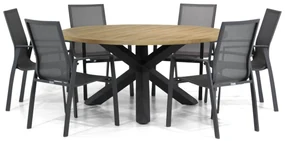 Tuinset Ronde Tuintafel 4 personen 160 cm Aluminium/textileen Grijs Lifestyle Garden Furniture Ultimate/Rockville