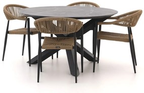 Diningset Manifesto | 4 personen sintered stone | Tuinset stapelbaar | 5-delig | Kees Smit Tuinmeubelen