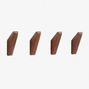Pack Van 4 Houten Wandhaken Brana Donker Acaciabruin - Sklum