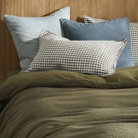 Kussensloop in gewassen linnen, Acélie Kaki