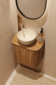 Livli Estrela toiletmeubel links 40cm ribbelfront met waskom in ivoor