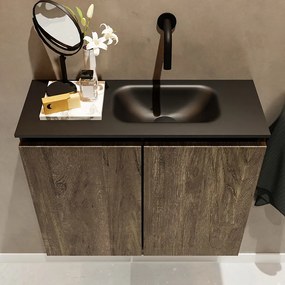 Mondiaz Ture 60cm toiletmeubel dark brown met wastafel urban rechts geen kraangat