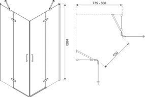 Kerra Flow vierkante douchecabine 80x80cm chroom