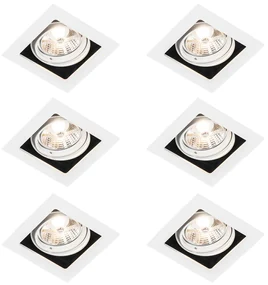 Set van 6 Vierkante inbouwspot wit verstelbaar - Artemis 70 GU10 Binnenverlichting Lamp