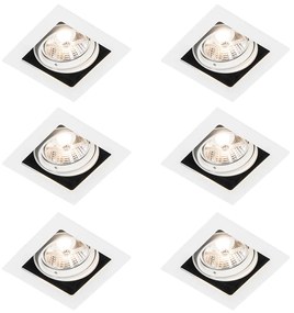 Set van 6 Vierkante inbouwspot wit verstelbaar - Artemis 70