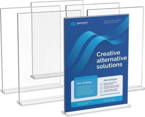 VEVOR Sign Holder Tafelstandaard, 6 stuks 223,52 x 279,4 mm Brochurehouder, T-vormig dubbelzijdig displaybordstandaard Helder acryl menuhouder voor restaurant, kantoor, bruiloft, bar