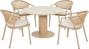 Tuinset Ronde Tuintafel 4 personen 120 cm Rope Taupe  Hartman Taragona/Girona
