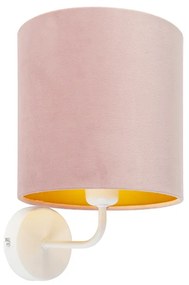 Vintage wandlamp wit met roze velours kap - Matt Retro E27 rond Binnenverlichting Lamp