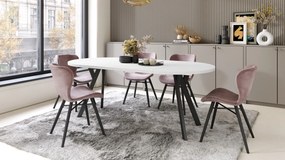ALDO 100 Wit Mat/Zwarte poten - RONDE LOFT/INDUSTRIËLE TAFEL VOOR WOONKAMER/EETKAMER, UITSCHUIFBAAR