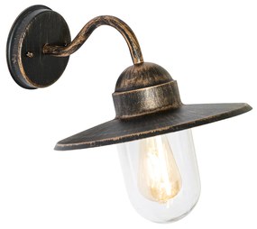 Landelijke buiten wandlamp antiek goud IP44 - Kansas