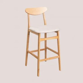 Cloda Hoge Kruk In Stof En Hout Natuurlijk Hout - Linnen Beige & ↑75 Cm - Sklum