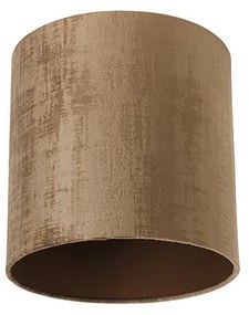 Stoffen Velours lampenkap bruin 25/25/25 Klassiek / Antiek cilinder / rond
