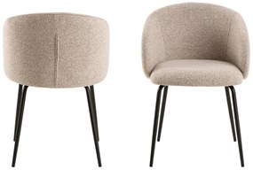 CLARA Beige Latte (stof Monza 60)/zwarte poten - MODERNE GESTOFFEERDE KUIPSTOEL VOOR WOONKAMER/EETKAMER/KANTOOR LOFT