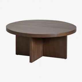 Ronde Salontafel Ø80 Cm Van Mindihout Leidam Donkerbruin Hout - Sklum