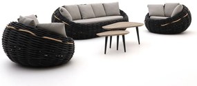 Stoel-bank loungeset Apple Bee | 5 personen | Loungeset Zwart | Wicker (vlechtwerk) | Kees Smit Tuinmeubelen