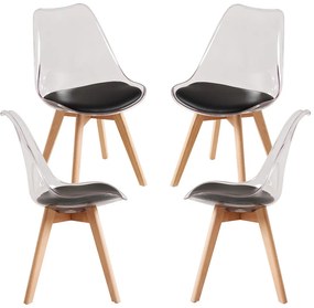 Set 4 Stoelen Synk Transparante Zitting