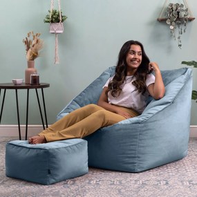 Natalia Velvet Armchair Bean Bag + Footstool