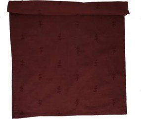 Tafelloper, GOTS bio-katoen, wijnrood, geborduurde takjes, 50 x 145 cm