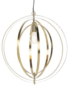Eettafel / Eetkamer Vintage hanglamp messing draaibaar - Rings Retro E27 bol / globe / rond Binnenverlichting Lamp