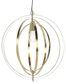 Eettafel / Eetkamer Vintage hanglamp messing draaibaar - Rings Retro E27 bol / globe / rond Binnenverlichting Lamp