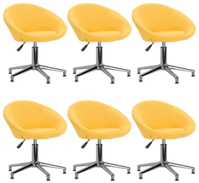 vidaXL Eetkamerstoelen draaibaar 6 st stof geel