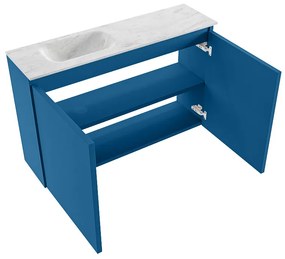 Mondiaz Ture DLux toiletmeubel 80cm jeans met wastafel opalo links zonder kraangat