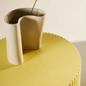 Geribbelde Bijzettafel Geel - 31 X 31cm.