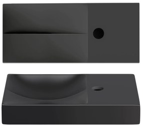 Clou Vale keramische fontein 45cm met kraangat rechts zwart mat