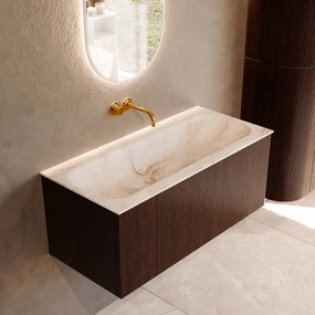 Mondiaz Kurve-dlux 100cm badmeubel ruby met 1 lade en wastafel big medium midden zonder kraangat frappe